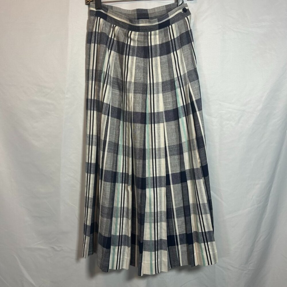 Plaid Midi Skirt in Black and White